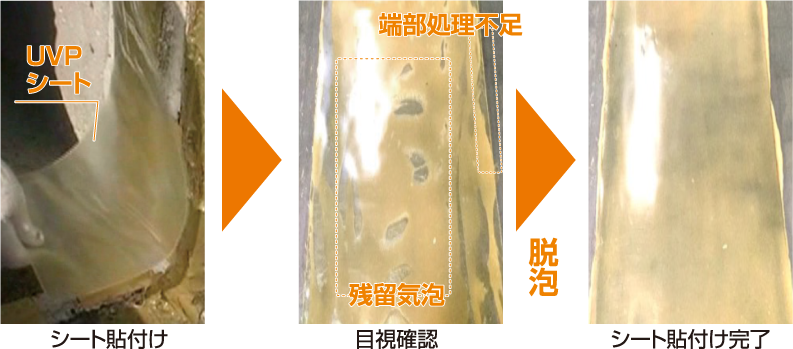 シート貼付け直後に品質管理が容易