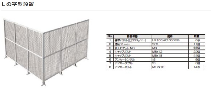 Ｌの字型設置