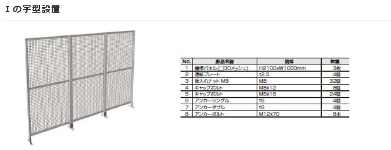 Ｉの字型設置
